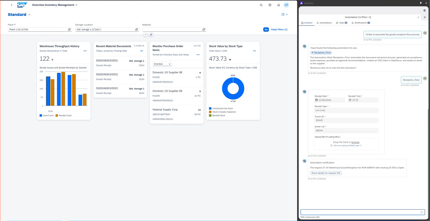 Figure shows Automation Co-Pilot user interface triggering an automation