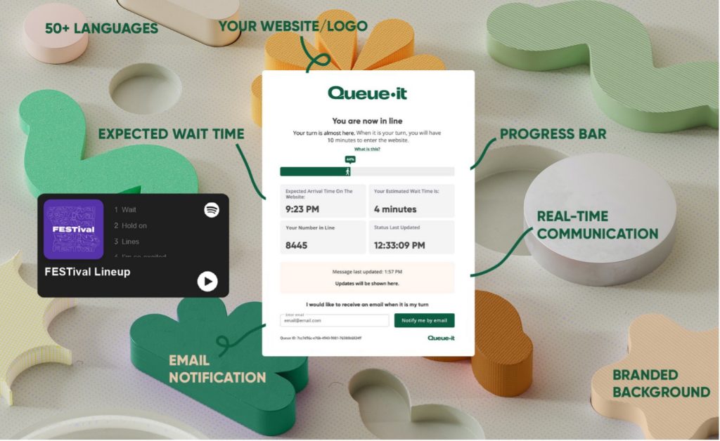 Figure 5: Visitors enter a branded waiting room that sets expectations, provides real-time updates, and shows their progress.