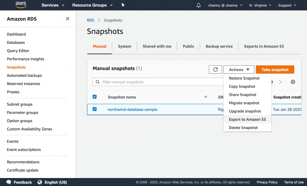 Amazon RDS 스냅샷, Parquet 포맷 기반 Amazon S3 내보내기 기능 출시 Amazon 