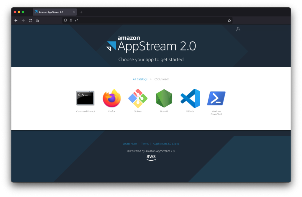 Figure 1 - AppStream 2.0 Catalog