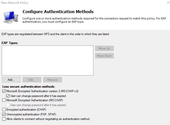 Figure 5 - Configure authentication methods