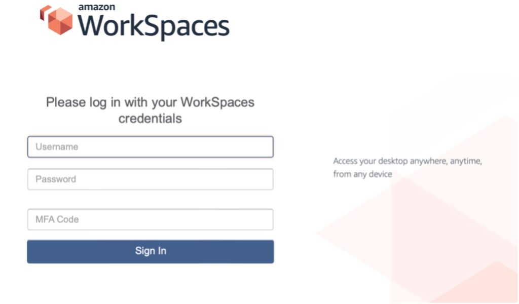 Figure 6 - WorkSpaces client