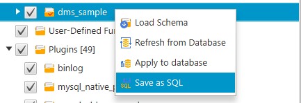 Save as SQL を選択