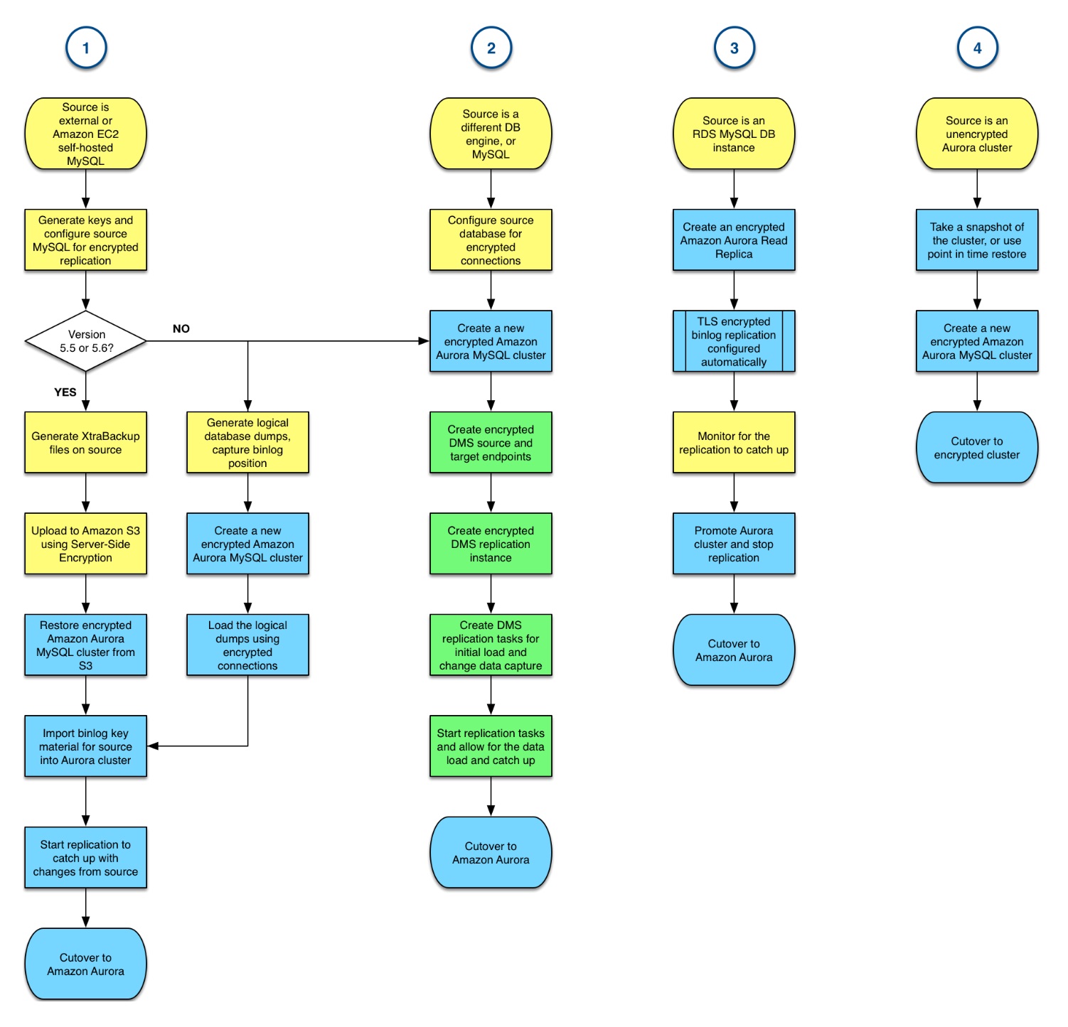 Common migration mechanisms for encrypted databases