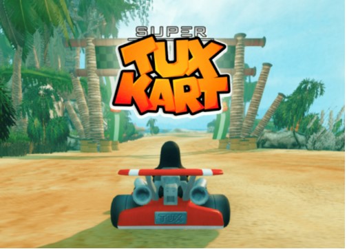 The game we use is SuperTuxKart, a free and open-source kart racing game.