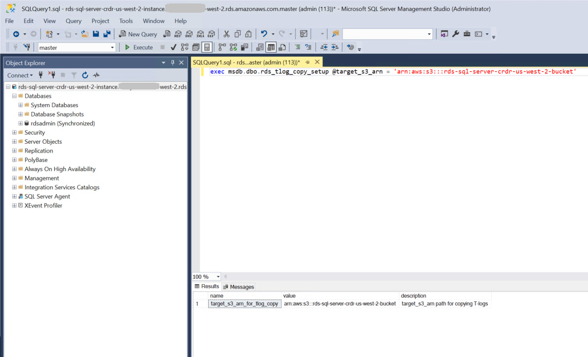 Figure 2: Enable transaction log backup copy