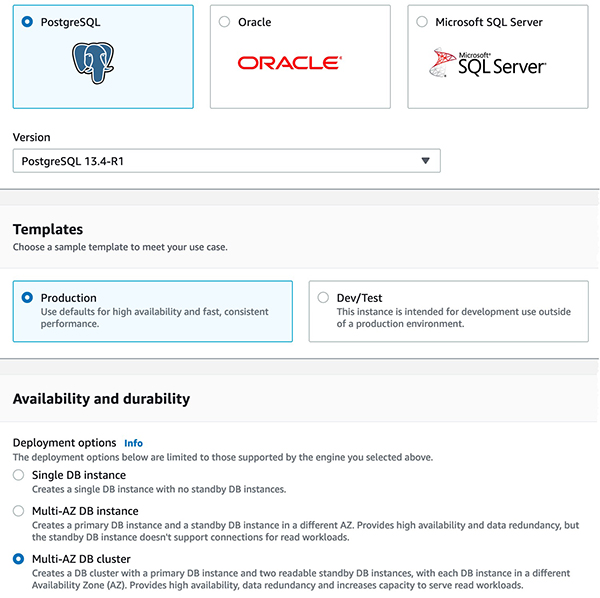 Figure 1 Choose Multi-DB Cluster as shown