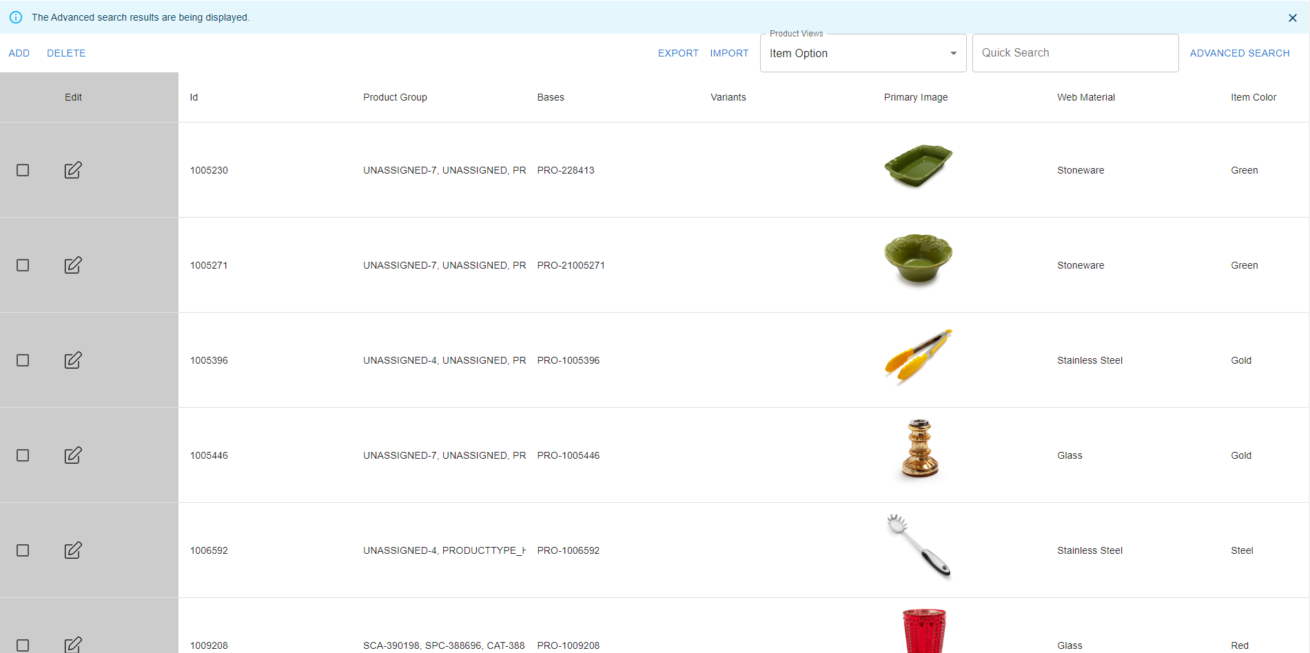 Figure 6: Product view from the search user interface.