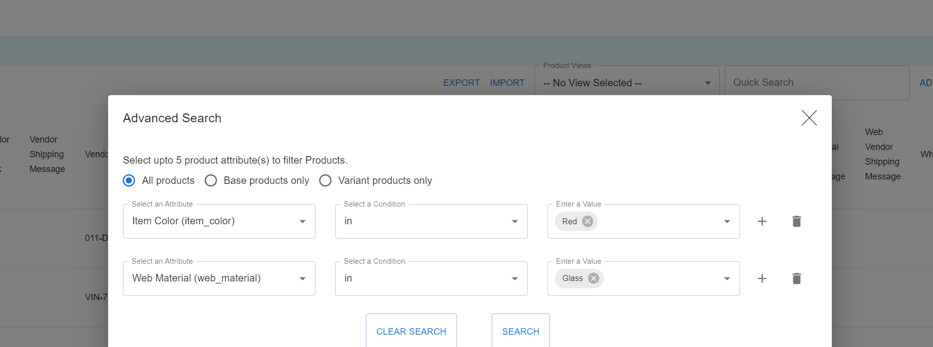 Figure 7: Finding red-colored and glass-made cookware across different retail brands via user search interface.