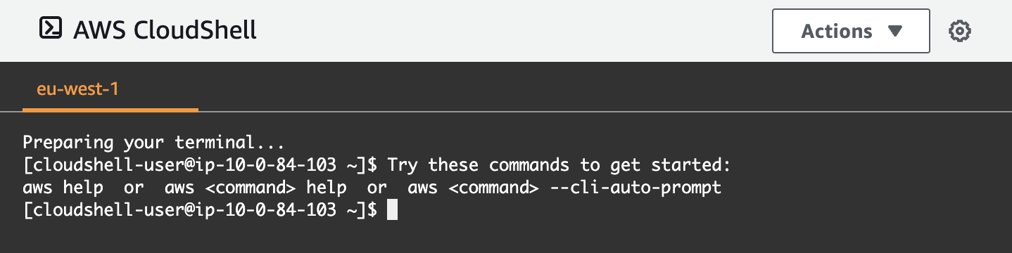 Figure 5: Command-line access readily provided by the CloudShell service