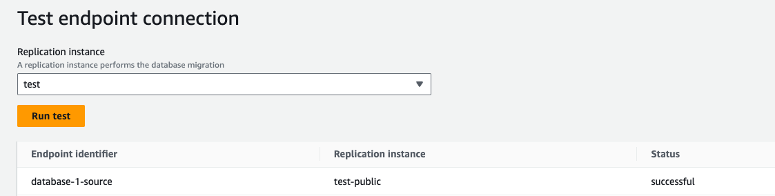 Successful test for endpoint connection.