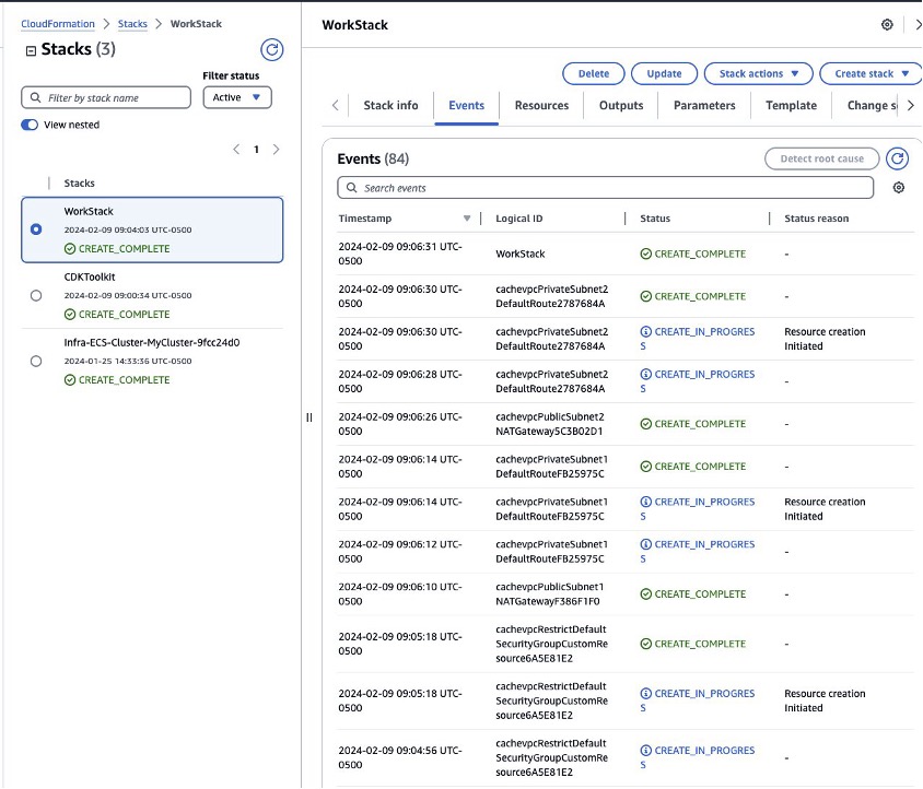 AWS CloudFormation console