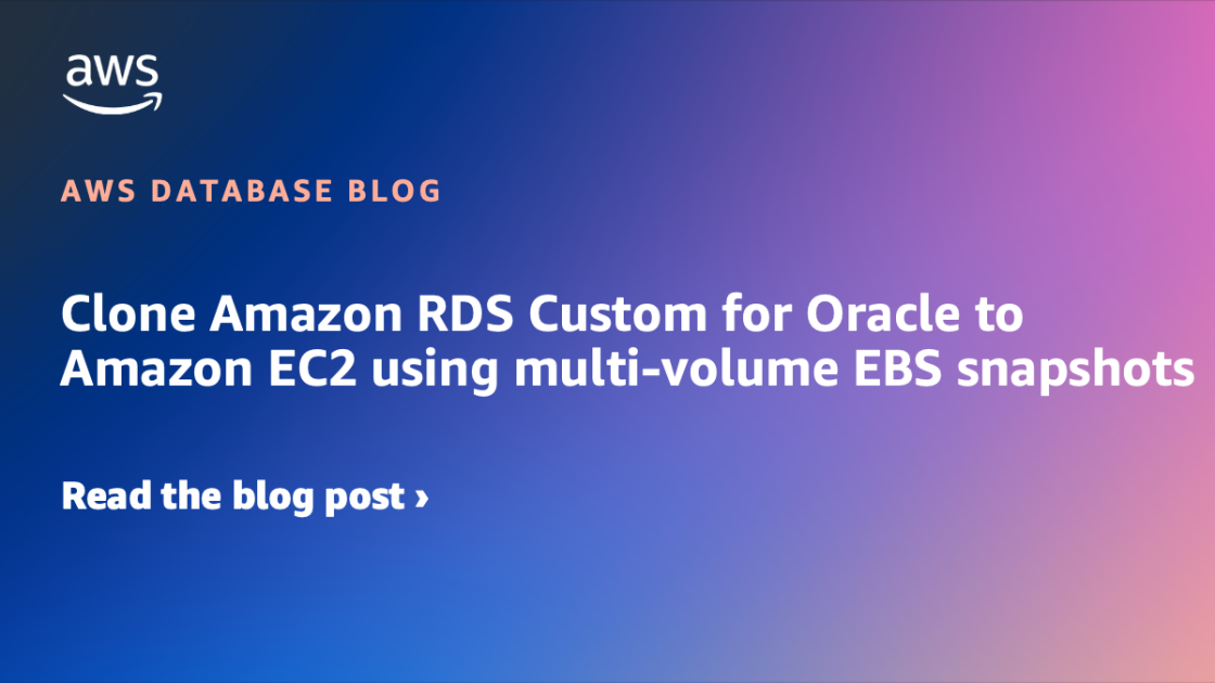 Clone Amazon RDS Custom for Oracle to Amazon EC2 using multi-volume EBS ...