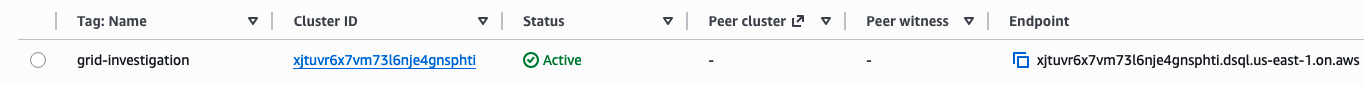 Aurora DSQL cluster in ACTIVE status in the AWS console
