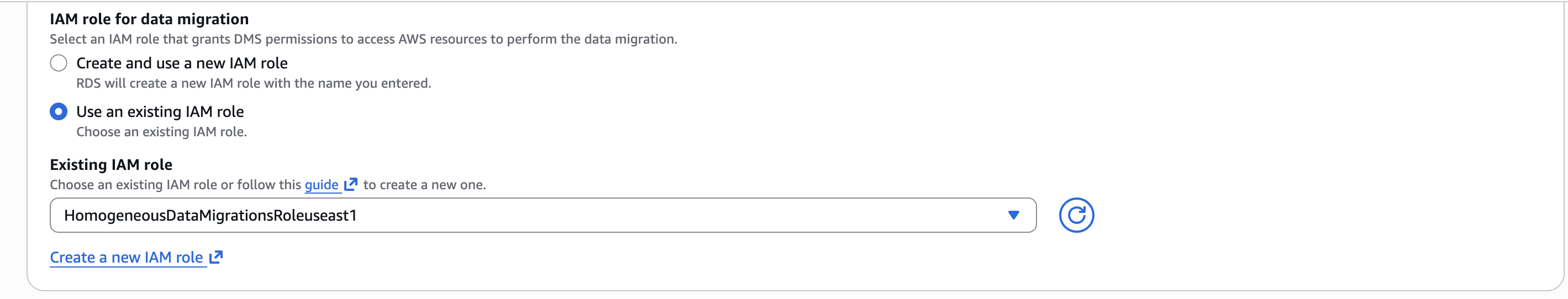 Migration type settings confirming full load and change data capture