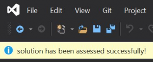 After an assessment has completed, you will see a message in the Visual Studio notification bar indicating that completion.