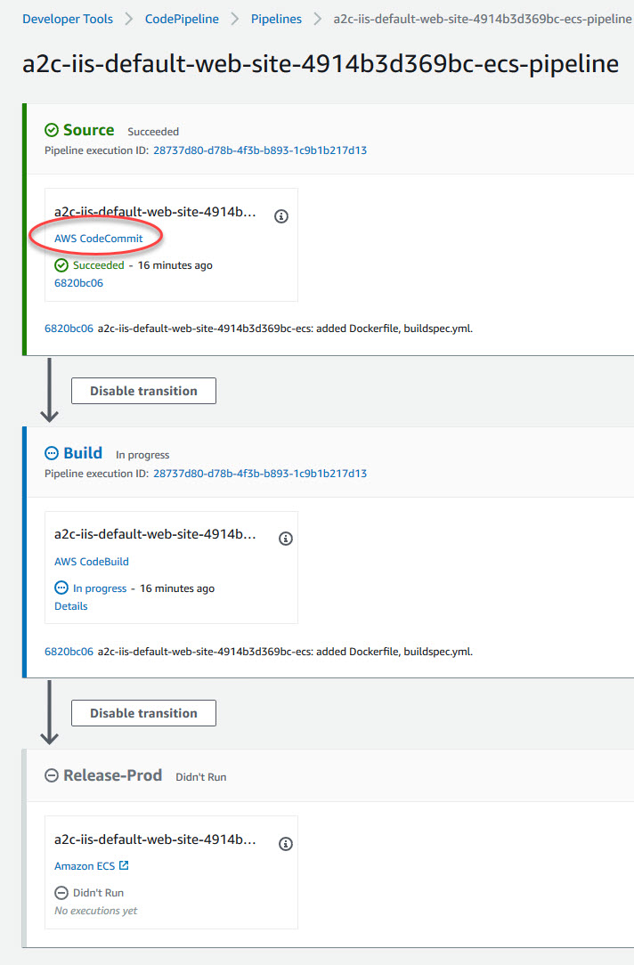 Location of AWS CodeCommit in AWS CodePipeline