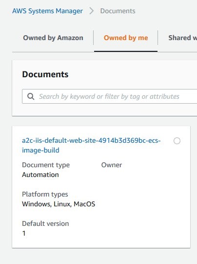 AWS Systems Manager Document for building the container image