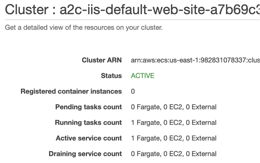 Viewing our Fargate task in the ECS dashboard