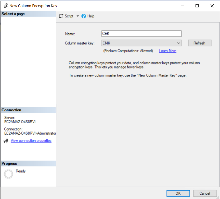 Creation of Column Encryption Key