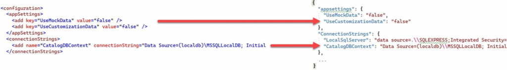 Figure 8 – Web.config migration to appsettings.json