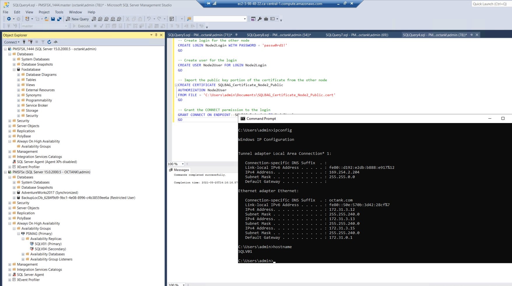 Check Primary server ip address and database status