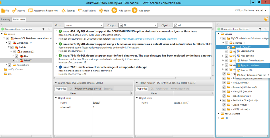 Applying conversion to target database