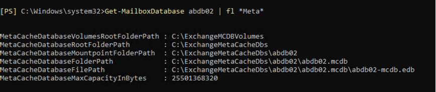 Figure 1. Output of the Get-MailboxDatabase command