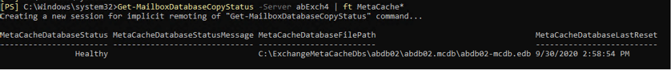 Figure 7. Sample output of the Get-MailboxDatabaseCopyStatus command