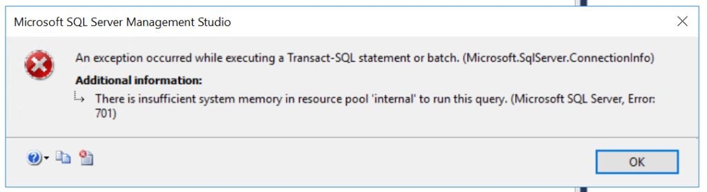 Figure 10 Microsoft SQL Server Management Studio Exception