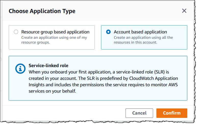 Figure 4 : CloudWatch Application Insights application type 