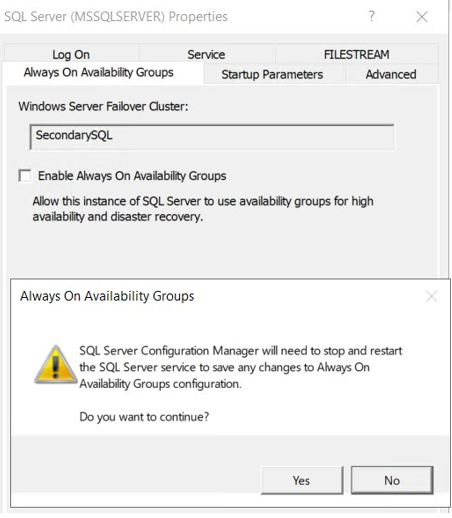 Figure 10 Stop Always on AG from SQL Server service console