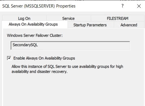 Figure 11 Enable SQL Server Always on availability group