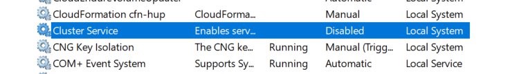 Figure 3 Stop Cluster service