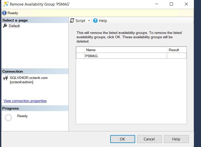 Figure 8 Remove SQL Server Always on AG.