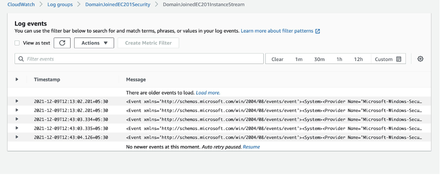 Amazon CloudWatch Log stream events