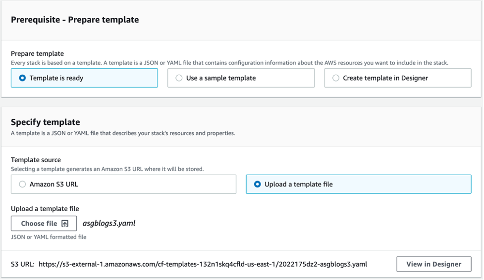 Import template setting for S3 bucket creation