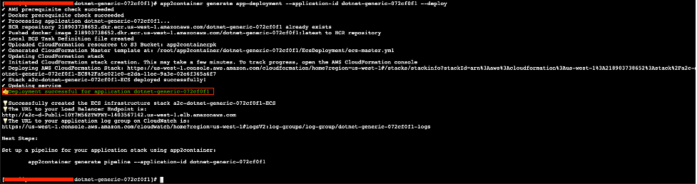 Figure 13: App2Container deployment status – Application Server