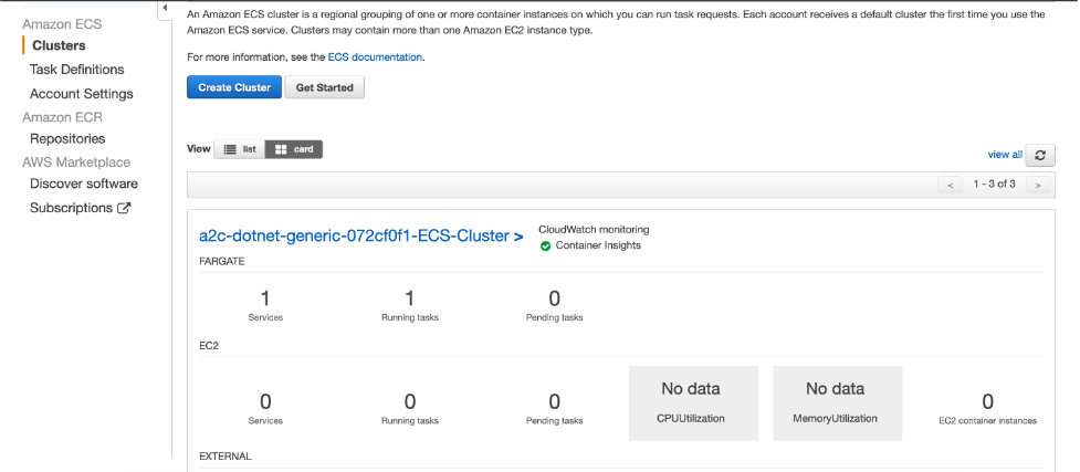 Figure 15: ECS cluster for deployed application