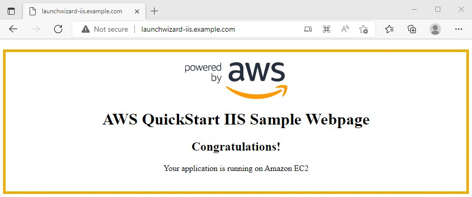 AWS Launch Wizard for IIS - Example IIS webpage.