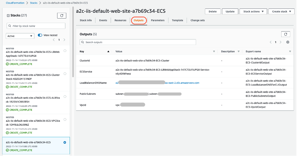 Figure 6.2: CloudFormation Stack Outputs - AWS Console