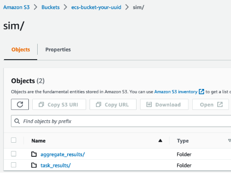 The simulationoutput folder on S3 contains the per task and aggregated results