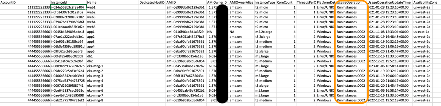 Screenshot shows sample output file in csv format.