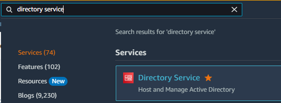 AWS Directory Services console