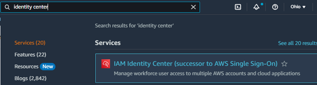 AWS IAM Identity Center console