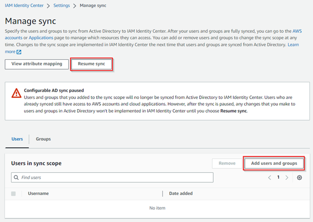 Manage AWS IAM Identity Center synchronization