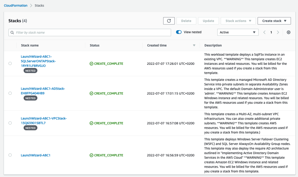 Figure 22 CloudFormation page