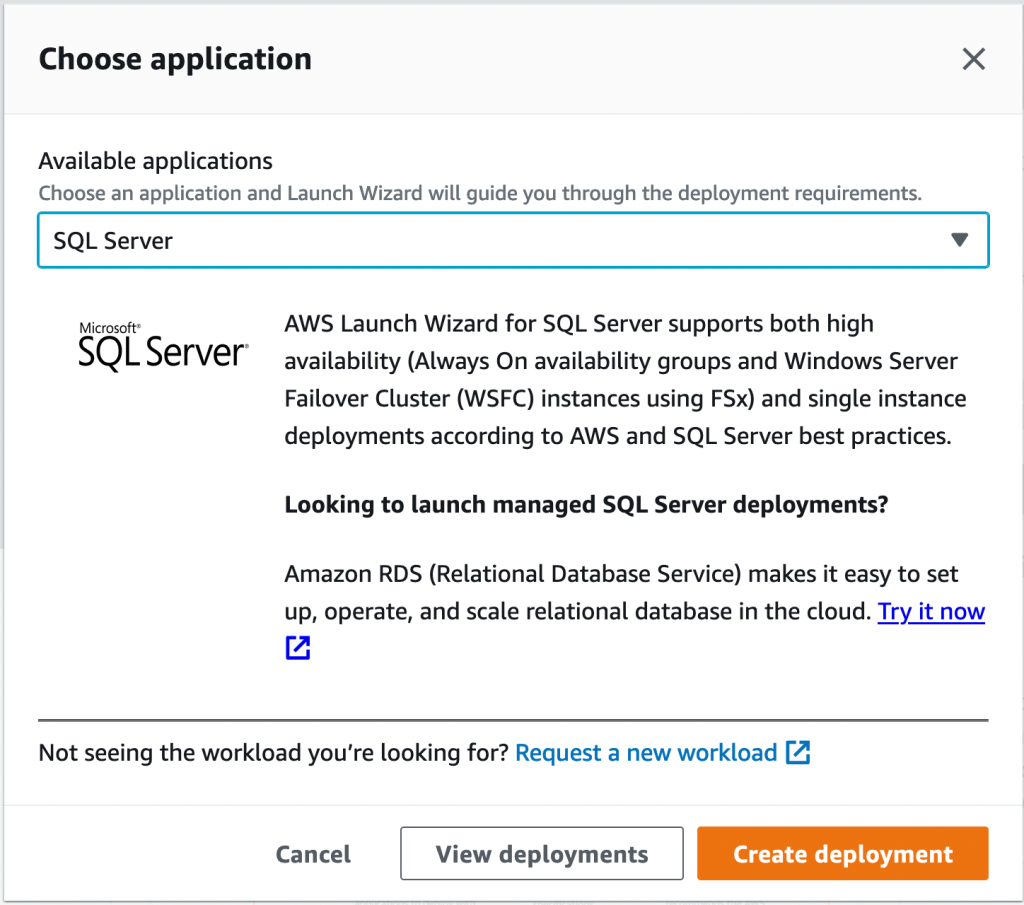 Figure 2 Choose application screen