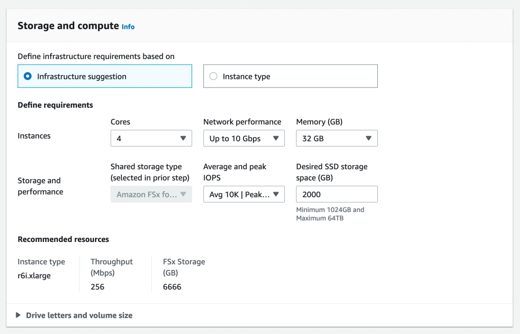 Figure 11 Compute selection using infrastructure suggestion