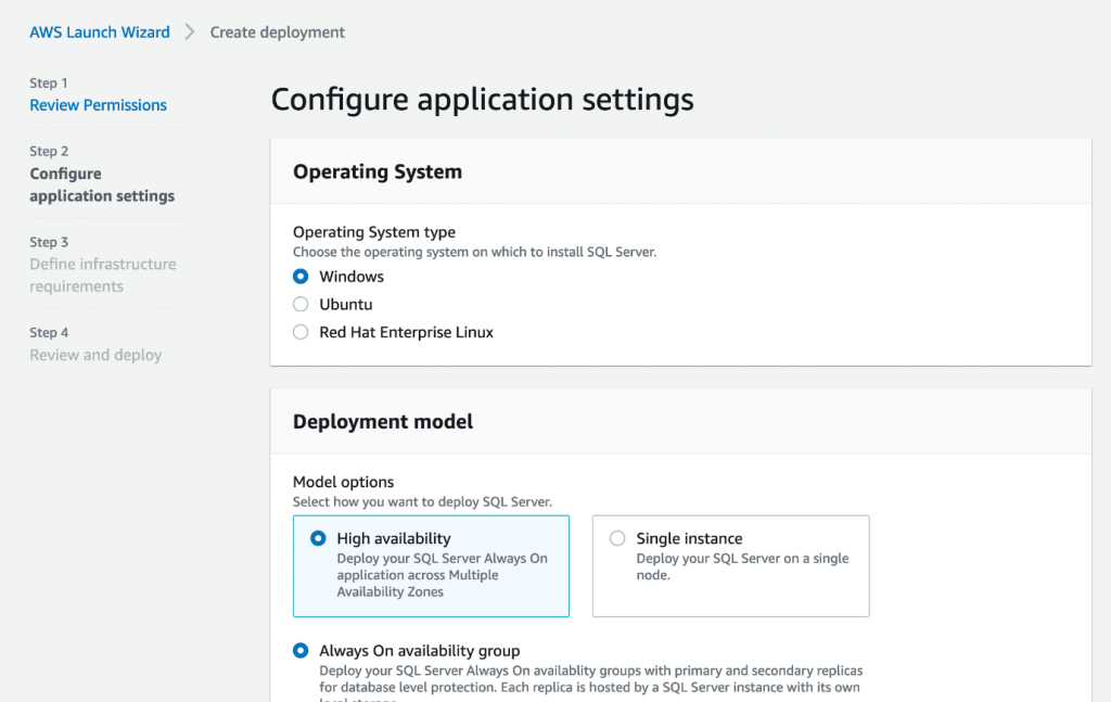 Figure 4 Configure application settings